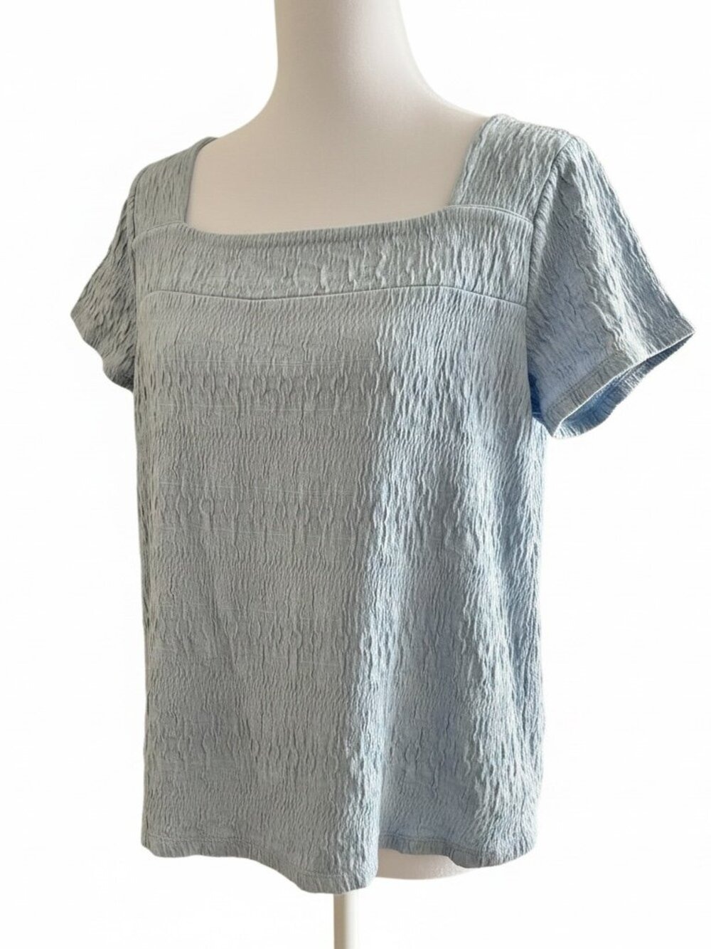Lucky Brand Light Blue Square Neck Crinkle Top - Size M
